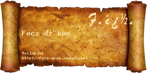 Fecz Ákos névjegykártya